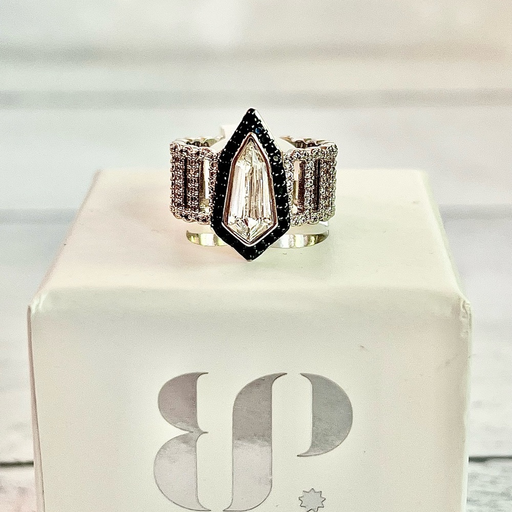 Stunning Silver and Black Geometric Ring